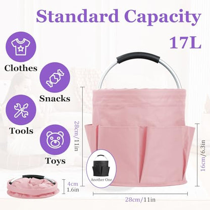 2Pcs 17L Cleaning Caddy with Handle, 600D Oxford Garden Tool Bag,Black+Pink - color: Black + Pink, size: 2PCS
