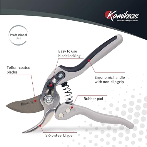 Heavy-Duty Professional Pruning Shears for Gardening, Large-Size Ergonomic Handle to Reduce Hand Fatigue, SK5 High-Carbon Steel Blade, Cuts Branches Up to 1 Inch, Garden Clippers for Tree Trimming - style: Large Handle Bypass