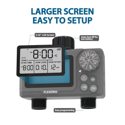 Digital programmable Water Timer, Hose Watering Timer for Garden, Dual outlets