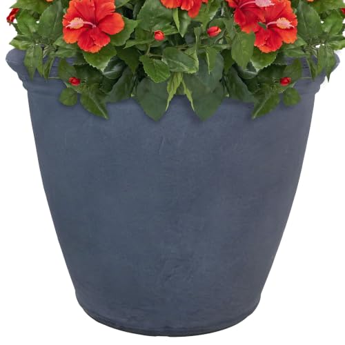 Sunnydaze Anjelica 20'' Large Plastic Planter Pot for Plants, Slate - color: Slate, size: 20 in
