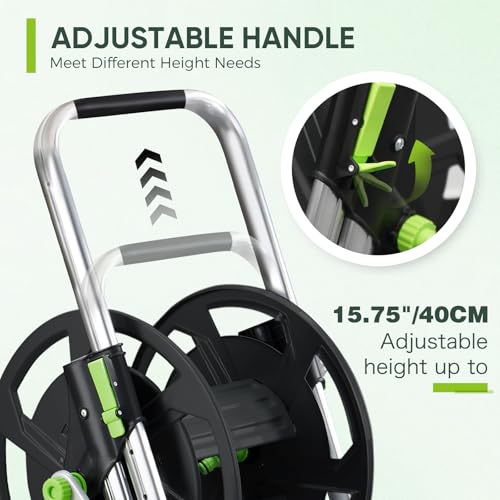 Garden Hose Reel Cart, Holds 75-150 Feet of 5/8" Hose - color: Black