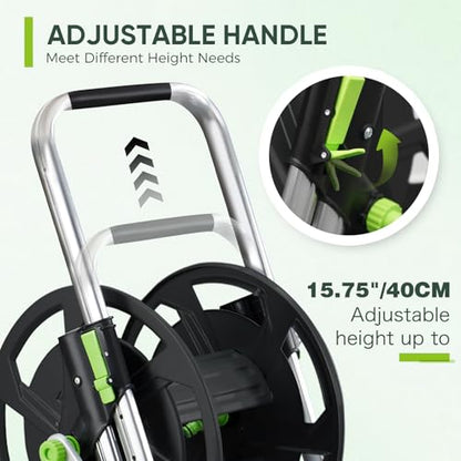 Garden Hose Reel Cart, Holds 75-150 Feet of 5/8" Hose - color: Black