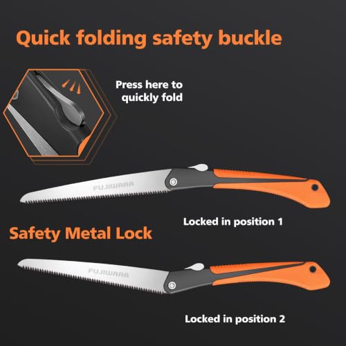 FUJIWARA 8 Inch Folding Pruning Saw - SK4 Steel Blade with 7 TPI and 2 Adjustable Angles for Smooth Cutting, Heavy Duty Hand Saw for Tree Trimming,Camping, Gardening, Bushcraft - size: 8 inch