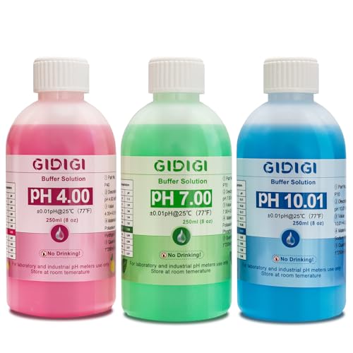 pH Meter Calibration Solution Kit, Includes 4.00, 7.00 and 10.01 - color: Blue Red