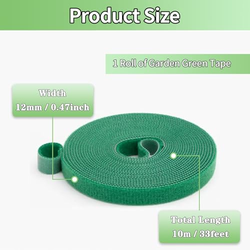Garden Tie Green Tape,Twist Ties for Plants 1/2" * 33ft Garden Plant Ties Soft and Tomato Plant Ties,Plant Twist Tie for Plant Gardening,Home,Office