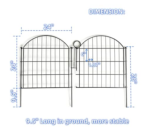 Decorative Garden Fence Panels 24 in(H) x 20 ft(L) Above Ground, Dog Fence Outdoor for Yard No-Dig Pet Barrier, Animal Proof Fence Metal Garden Fencing Animal Barrier,10 Panels with Lock - size: 24x24Inch-10Pack with Lock