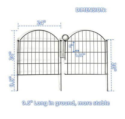 Decorative Garden Fence Panels 24 in(H) x 20 ft(L) Above Ground, Dog Fence Outdoor for Yard No-Dig Pet Barrier, Animal Proof Fence Metal Garden Fencing Animal Barrier,10 Panels with Lock - size: 24x24Inch-10Pack with Lock