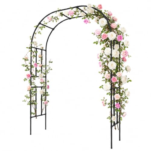 Garden Arch, 94.5’’x59.1’’ Arbor Trellis, Garden Arch Trellis for Climbing Plants Outdoor, Arbor for Flower, Climbing Vine Vegetable, Fruit and Lawn(Black) - color: 60'' L/Black, size: Double-Sided/95'' H