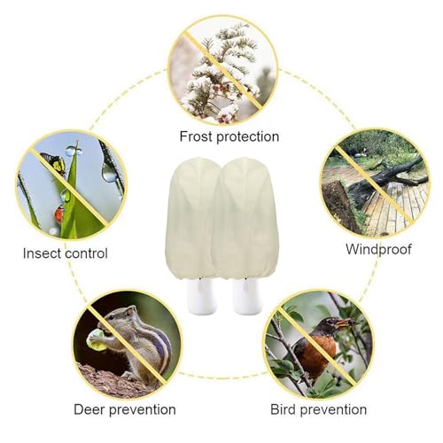 Plant Covers Freeze Protection – 2 Packs 47.2" x 70.8" Thickened Plant Frost Protection Covers, Heavy Duty Winter Plant Covers with Zipper & Drawstring, Reliable Freeze Protection for Outdoor Plants - color: Beige-2PCS-47.2" x 70.8"