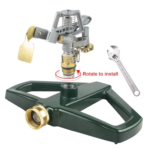 Sprinklers for Yard with Metal Base, Heavy Duty Sprinklers 360 Degree Rotating, Adjustable Zinc Alloy Sprinkler for Yard, Garden, Lawn and Large Areas