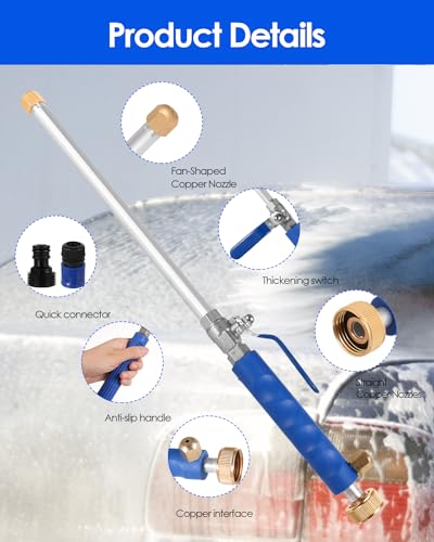 2026 Upgrade Jet Nozzle for Garden Hose 2-in-1 Jet Nozzle High Pressure Hose Nozzle with 2 Different Nozzles and Hose Quick Connectors for Car Pet Garden Cleaning