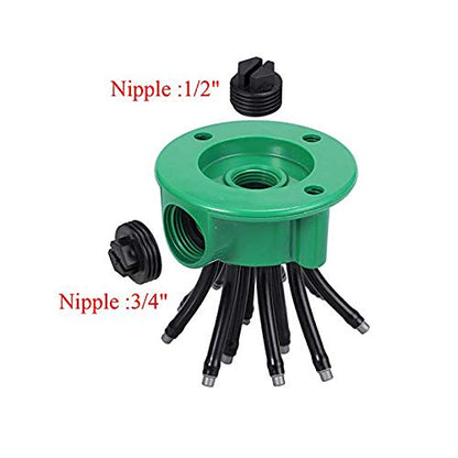 360° Rotating Garden Sprinkler – Automatic Multi-Arm Lawn Watering System with Adjustable Nozzles – Outdoor Irrigation Sprayer for Yard, Grass, Garden, Green