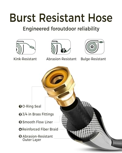 GLAHODEN Retractable Garden Hose Reel 1/2 in x 85 ft Upgraded UV Resistant Heavy Duty Automatic Hose Reel Wall Mount 3/4 in Brass Fitting 9 Pattern Nozzle Any Length Lock Slow Retraction - size: 1/2" 85FT