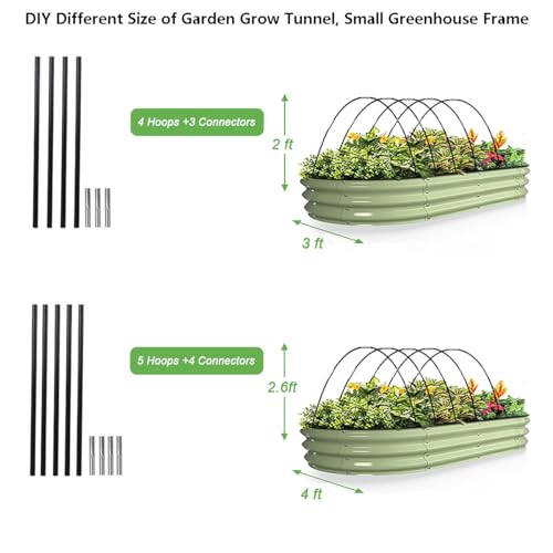 Garden Hoops Grow Tunnel, 6 Sets of 7FT Greenhouse Row Cover Hoops, 30pcs