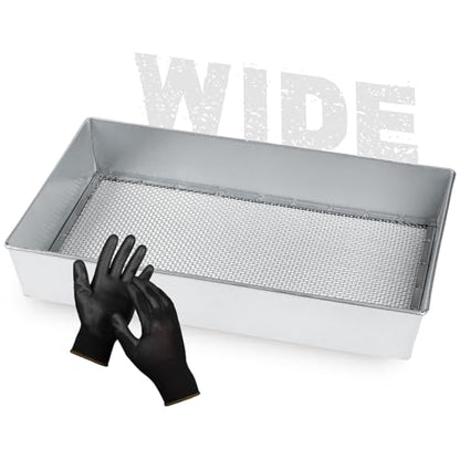 Wide Soil Sifter, 1/8-inch Galvanized Garden Sieve with Gloves - size: 1/8 inch
