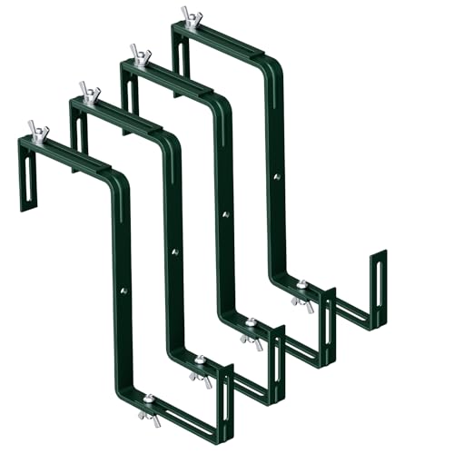 Adjustable Planter Box Brackets,Enhanced Bottom Support,Universal Outdoor Hanging Brackets,Flower Box Brackets for Fence Railings, Windowsill, Patio, Garden,Balcony. (Green) - color: Green