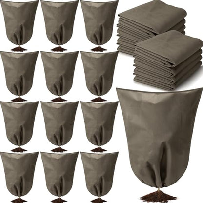 12 Pack Winter Plant Covers Freeze Protection, Brown - color: Brown