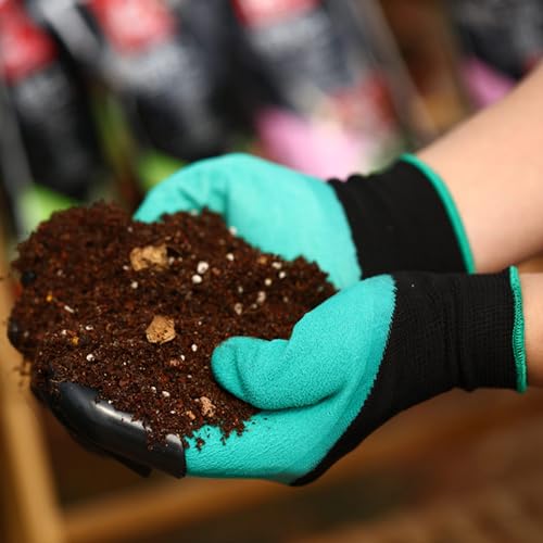 DCCPAA Garden Gloves with Claws,Claw Gardening Gloves for Digging,Planting, Weeding, Seeding-Waterproof for Men and Women - color: Purple-w + Green-w