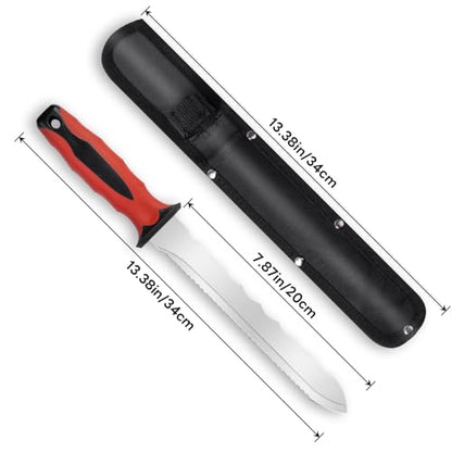 Insulating knife - sod knife, 7.87inch stainless steel blade, suitable for cutting insulating rock wool, Thermal insulation wool - color: short red