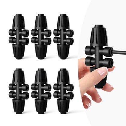 1/2 Inch to 1/4 Inch Barbed Tee Connectors, Drip Irrigation Reducing T Fittings for Main Line to Branch Line Conversion, Quick-Install Leak-Free Irrigation Connectors, 6 Pack - style: 1/2 Inch to 1/4 Inch Connectors