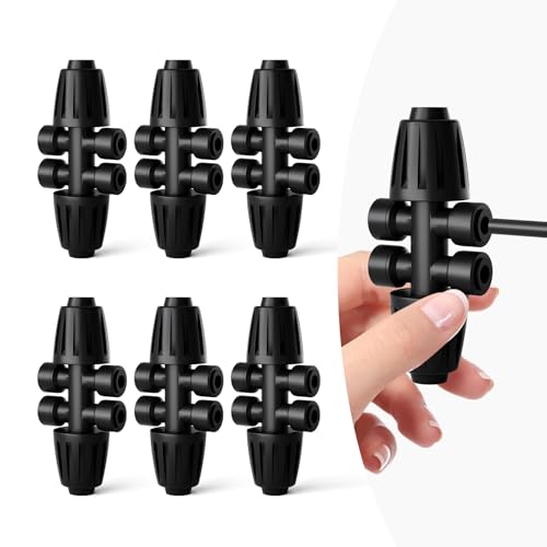 1/2 Inch to 1/4 Inch Barbed Tee Connectors, Drip Irrigation Reducing T Fittings for Main Line to Branch Line Conversion, Quick-Install Leak-Free Irrigation Connectors, 6 Pack - style: 1/2 Inch to 1/4 Inch Connectors