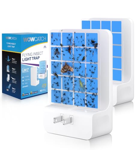 Advanced Double-Sided Indoor Fly Trap for Home, Plug-in 5-Way UV Light - size: 2 Device + 6 Refills