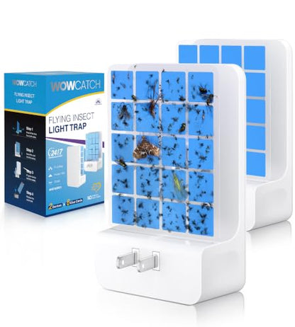 Advanced Double-Sided Indoor Fly Trap for Home, Plug-in 5-Way UV Light - size: 2 Device + 6 Refills