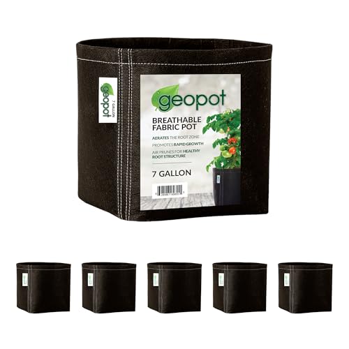 GeoPot 7 Gallon Fabric Grow Bags for Vegetables, Houseplants, Herbs & Flowers |5-Pack| Fabric Pots for Outdoors and Indoors, Aerated Fabric Grow Bags - size: 7 Gallon (5-Pack), style: No Handles