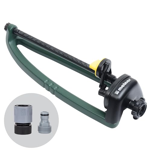 Melnor 65150AMZ Oscillating Sprinkler, 15 Precision Nozzles, Adjustable Spray Range, Waters Up to 2,650 Sq. Ft., with QuickConnect Bundle, Green, Yellow - style: 2,650 sq. ft.