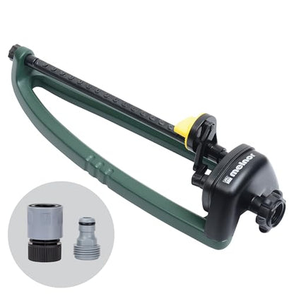 Melnor 65150AMZ Oscillating Sprinkler, 15 Precision Nozzles, Adjustable Spray Range, Waters Up to 2,650 Sq. Ft., with QuickConnect Bundle, Green, Yellow - style: 2,650 sq. ft.