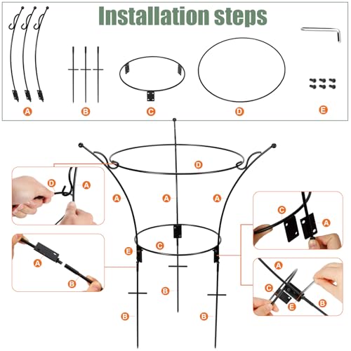 2Pack Large Peony Cages and Supports,23.2x13.4in Grow-Through Support Rings
