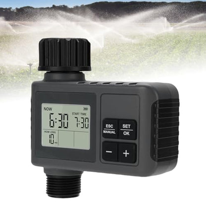 Water Timer for Garden Hose, Programmable Water Sprinkler Timer with Rain Delay, Manual Automatic Lawn Watering System Irrigation Controller, 3/4in Male Thread