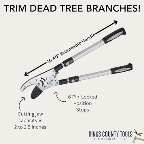 Kings County Tools Tree Trimmer Loppers with Extendable 26" - 40" Handles - style: 40" Extendable Anvil Lopper