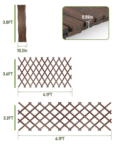 Expandable Wooden Lattice Fence Panel, 1 Pack, 3.2 x 6.1 Ft - color: 1 Pack, size: 3.2 x 6.1 ft