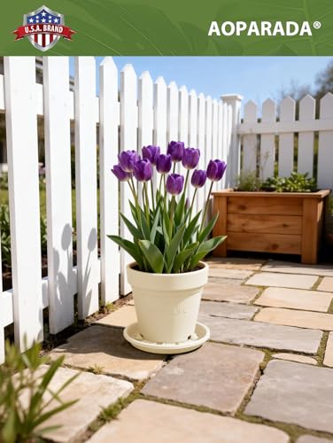 8‑Pack Tulip‑Design Plastic Plant Saucer Drip Tray, 5 Inch(Beige) - color: Beige, size: 5"(8Pack)
