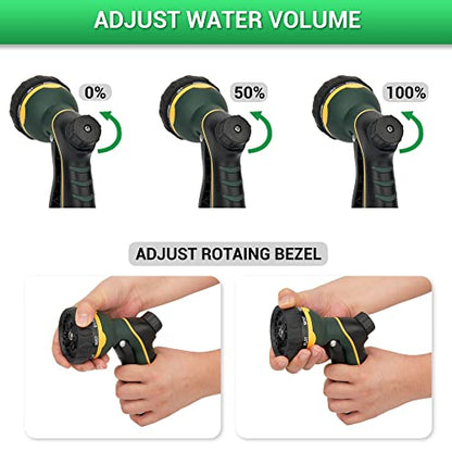 Garden Hose Sprayer Nozzle - Water Spray with 8 Adjustable Patterns, Impact Resistant and Non-Slip for Watering Plants, Pets Bathing and Cleaning,Car Washing (Green) - color: Green