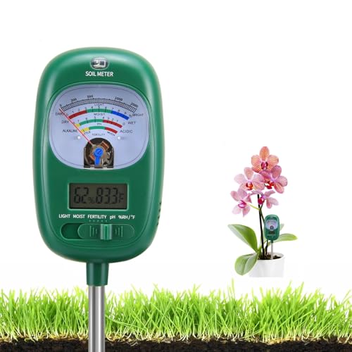 7-in-1 Soil Test Kit, Soil Moisture Meter/Soil ph Meter/Fertility Soil Tester, Soil Hygrometer for Garden, Farm, Plant, Outdoor, Indoor, Lawn Care Moisture Meter for Hous Plants (No Battery Needed)