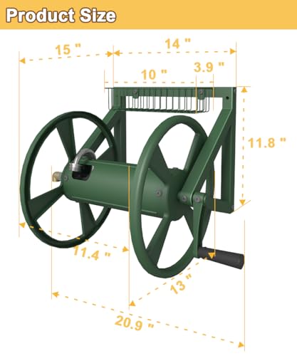 Artigarden Triangle Wall Mounted Garden Hose Reel Outdoor Hose Holder Green - color: Green