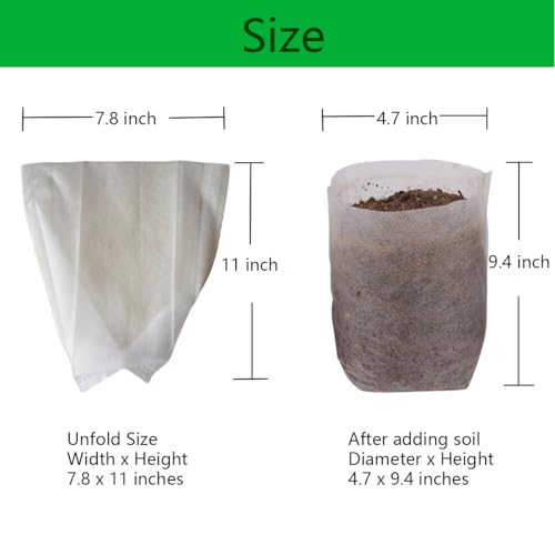 gardtree 3/4 Gallon 100PCS 7.8×11 Inch Tall Plant Grow Bags - Non-Woven Deep Nursery Pots for Seed Starting, Indoor/Outdoor Tree Vegetables, Herbs & Flowers | Easy Transplant, Space Saving - color: White, size: 7.8"x11"/100PCS