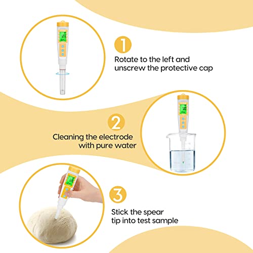YINMIK Food pH Meter Digital pH Tester Spear pH Probe pH Reader for Canning - color: Yellow