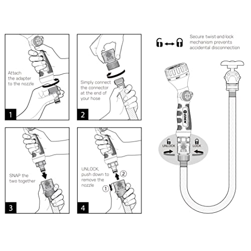 Eden Metal Straight 6-Pattern Hose Nozzle: Thumb Operated, Cyclonic Turbo - style: Straight Thumb Control