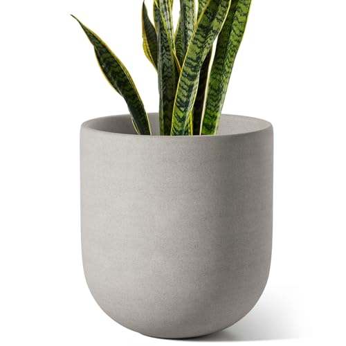 LE TAUCI 10 Inch Plant Pot, Ceramic Pots for Plants, Neutral Gray - color: Neutral Gray, size: 10"