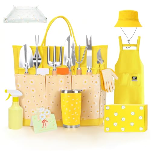 Women Gardening Gifts,19 PCS Daisy Garden Tool Set Kit,Gardening Tools Set