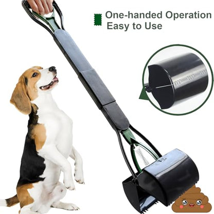 32'' Pooper Scooper for Large Small Dogs Heavy Duty, Long Handle Poop Scoop for Yard, Grass, Gravel, Dog Poop Grabber with High Strength Material and Durable Spring(Dark Green) - size: 1 Piece(32-inch length)Dark Green