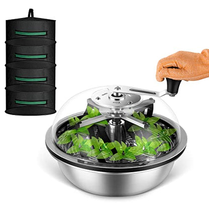 13 Inch Bud Leaf Bowl Trimmer Twisted Spin Cut for Hydroponic Plant with Sharp Stainless Steel Blades, 4-Layer Plant Rack Included - size: 13"+ 4-Layer Rack