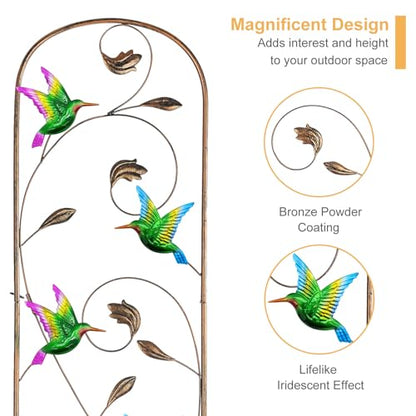 2 Pack Metal Garden Trellis for Climbing Plants - style: Hummingbird