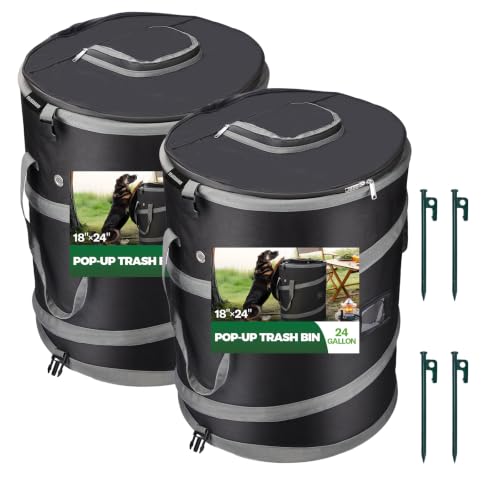 RVGUARD Pop-Up Trash Bin, Black Trash Can, 2 Pack - color: BLACK 2 PACK