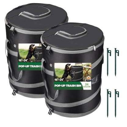 RVGUARD Pop-Up Trash Bin, Black Trash Can, 2 Pack - color: BLACK 2 PACK
