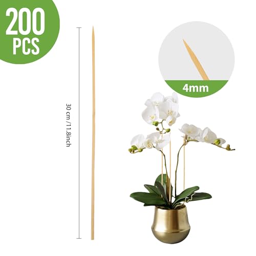 200 Pack Bamboo Plant Stakes, 12 inch