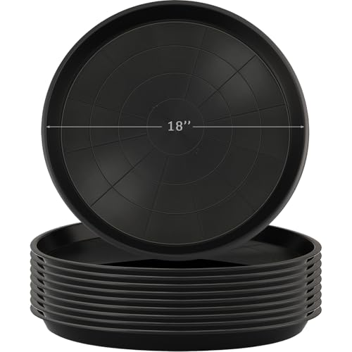 Eccliy 10 Pack 18 Inch Plant Saucers Heavy Duty Plastic Planter Trays - size: 18 Inch